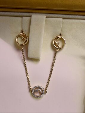 NWOT- F is for Fendi gold tone necklace